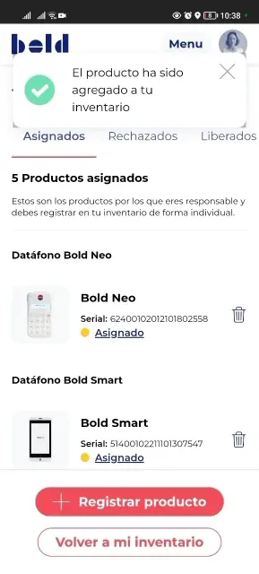 Screenshot of Bold.co CRM app