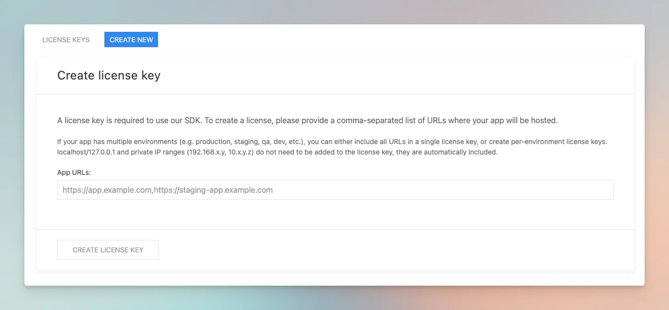 create STRICH license key