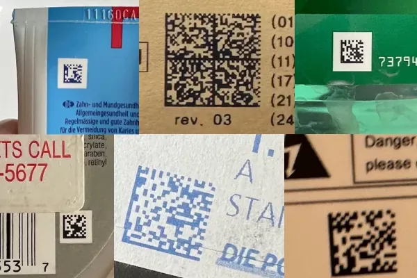 Real-life examples of square Data Matrix codes