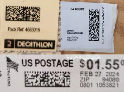 Real-life examples of DMRE (Rectangular Data Matrix) codes