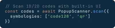 Code snippet for PopupScanner