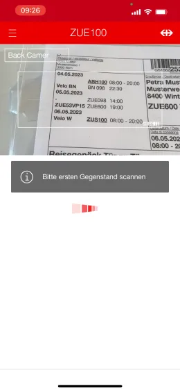 SBB Baggage App Screenshot 2