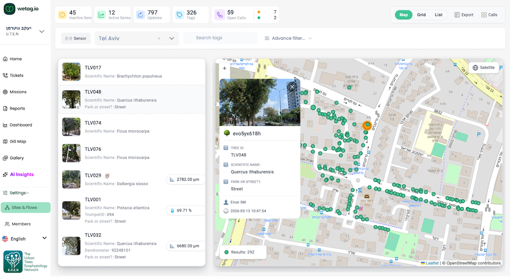 Wetag dashboard map view