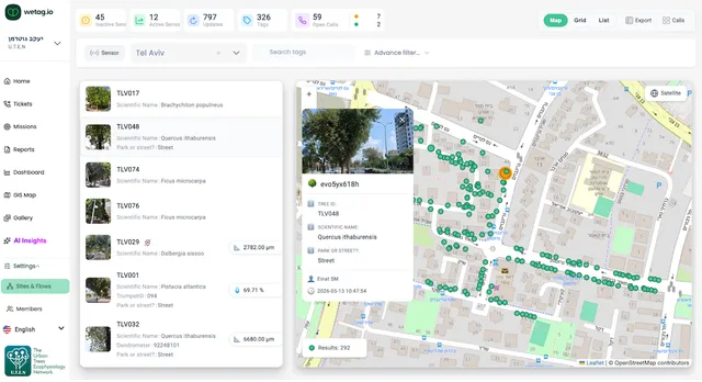 Wetag dashboard map view