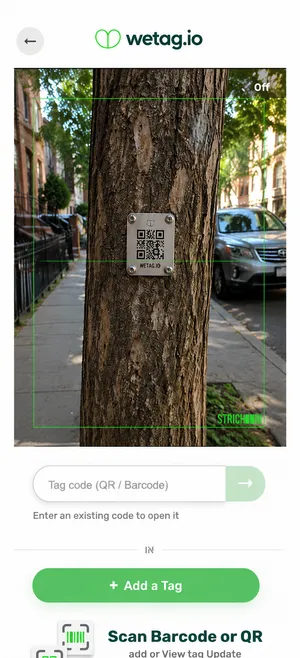 Wetag scanner app scan screen