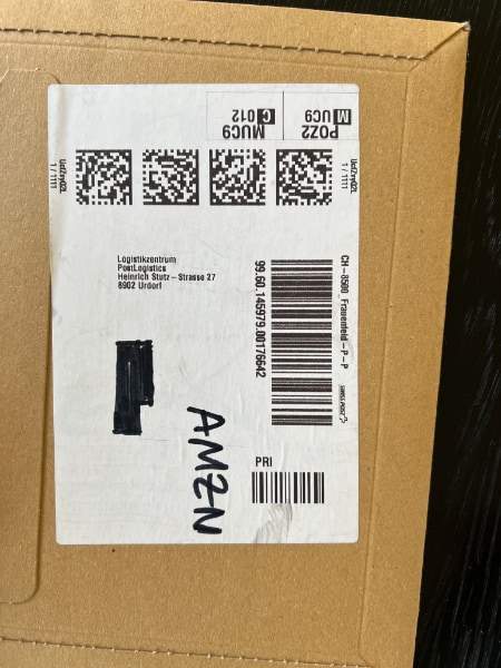 Amazon package label (Code 128 and Data Matrix)