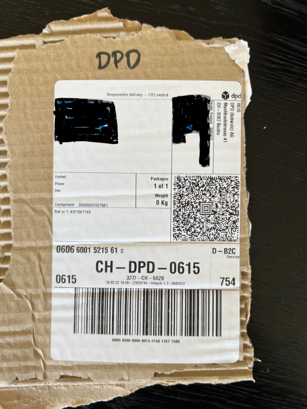DPD package label (Code 128 and Aztec)